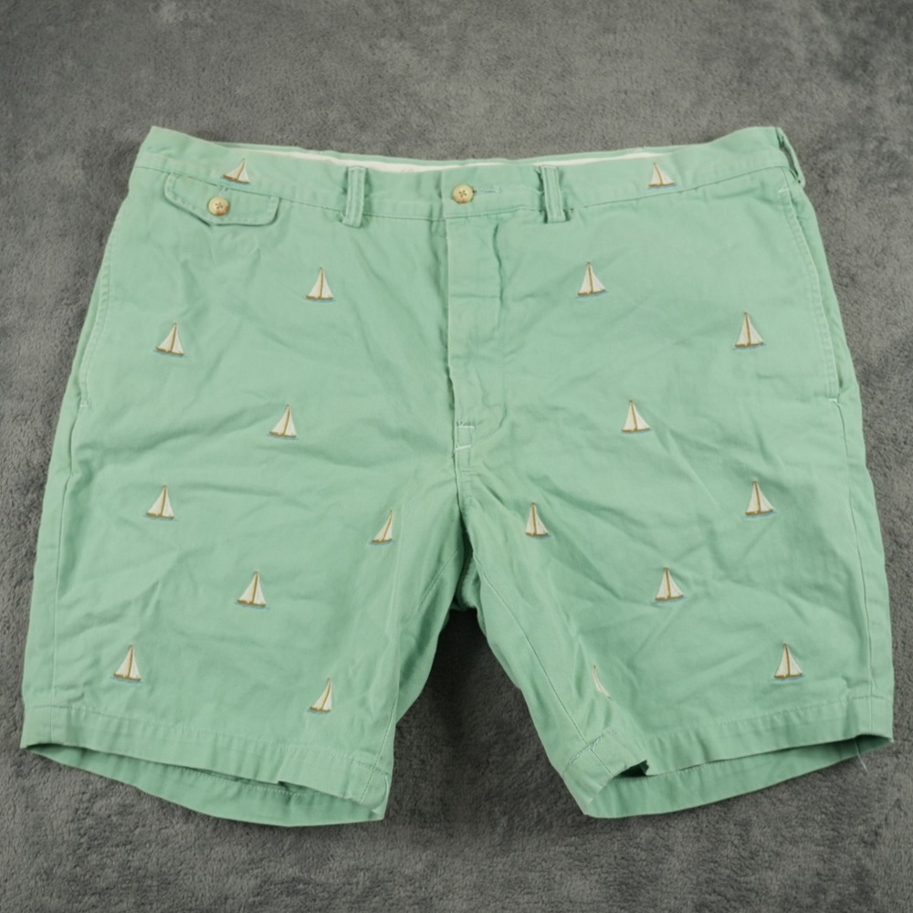 Polo Ralph Lauren Shorts Mens 41 Slim GI Fit Green Sailboat Embroidered Nautical